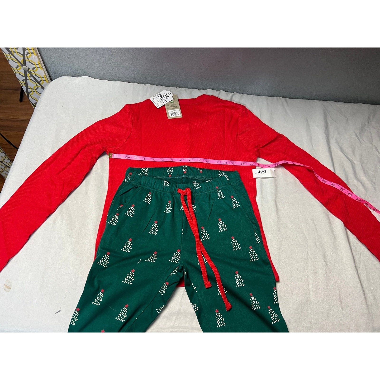 Honest Baby Clothing Womens Xs Red Green Organic Cotton Christmas Pajama Set New — image 4 of 8